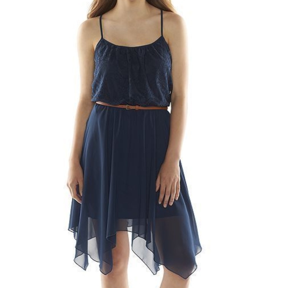 Navy asymmetrical summer fairy hem dress